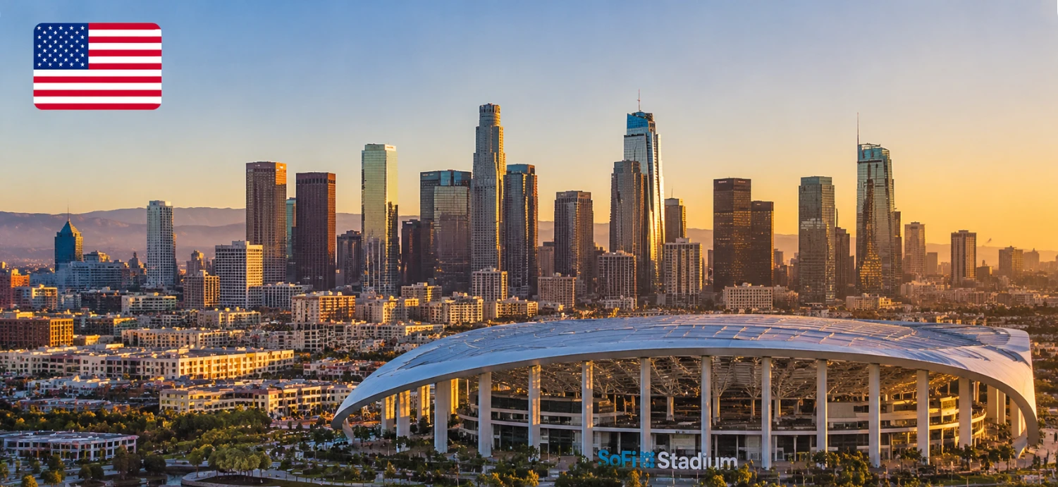 Transfer to Los Angeles SoFi Stadium

Los Angeles - 2026 FIFA World Cup. One of the biggest venues, hosting USA matches and knockout games.