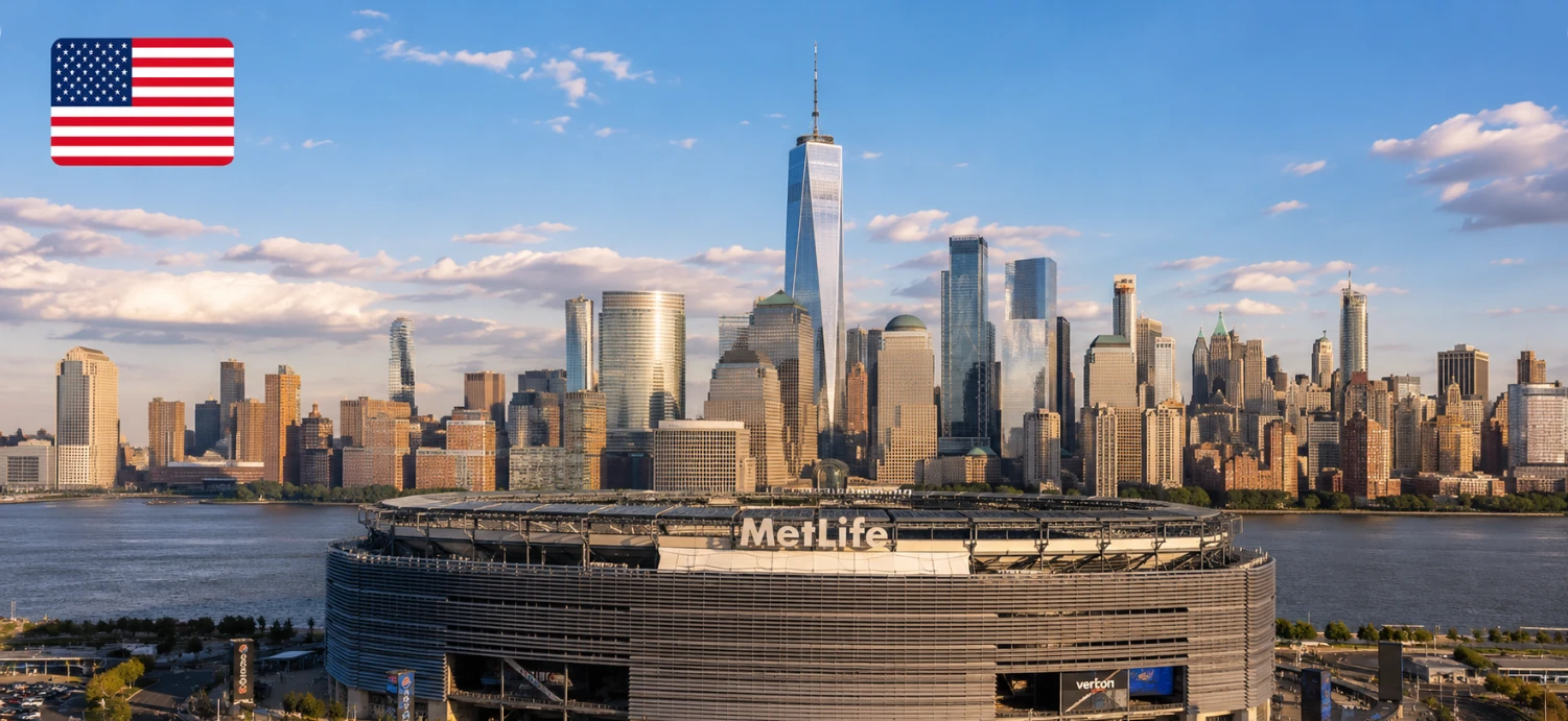 Transfer to New York-New Jersey MetLife Stadium.
New York-New Jersey MetLife Stadium - 2026 FIFA World Cup. The biggest stage of all: the World Cup Final on July 19.